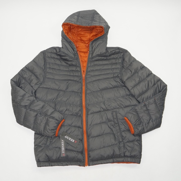 guess men's reversible puffer jacket